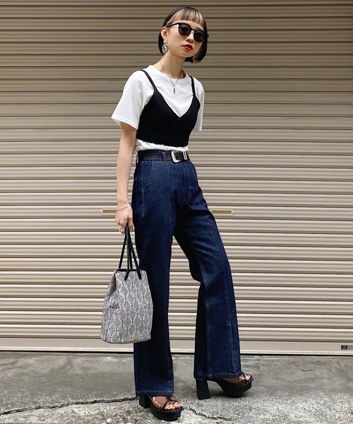 PAGEBOY（ページボーイ）の「ビスチェTシャツセット（Tシャツ/カットソー・レディース・ブラック/ホワイト×ブルー/ホワイト×ブラック・FREE）」の12枚目の写真