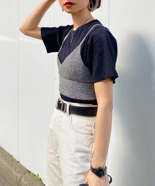 PAGEBOY（ページボーイ）の「ビスチェTシャツセット（Tシャツ/カットソー・レディース・ブラック/ホワイト×ブルー/ホワイト×ブラック・FREE）」の7枚目の写真