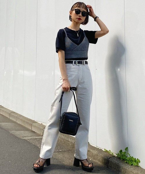 PAGEBOY（ページボーイ）の「ビスチェTシャツセット（Tシャツ/カットソー・レディース・ブラック/ホワイト×ブルー/ホワイト×ブラック・FREE）」の5枚目の写真