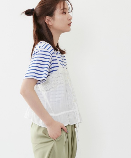POU DOU DOU(プードゥドゥ)の「ソフトローンレースキャミブラウス(キャミソール・レディース・ブラック/オフホワイト・3)」の6枚目の写真