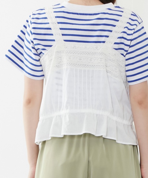 POU DOU DOU(プードゥドゥ)の「ソフトローンレースキャミブラウス(キャミソール・レディース・ブラック/オフホワイト・3)」の8枚目の写真