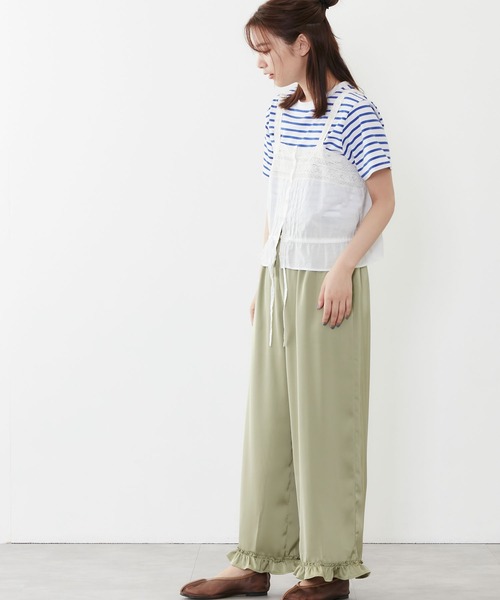 POU DOU DOU(プードゥドゥ)の「ソフトローンレースキャミブラウス(キャミソール・レディース・ブラック/オフホワイト・3)」の10枚目の写真