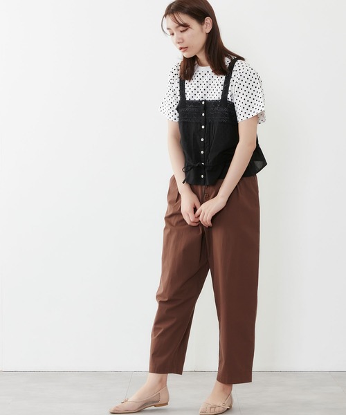 POU DOU DOU(プードゥドゥ)の「ソフトローンレースキャミブラウス(キャミソール・レディース・ブラック/オフホワイト・3)」の16枚目の写真