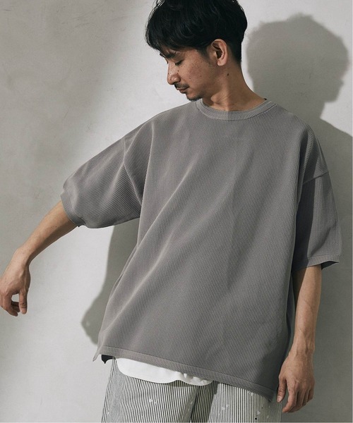 JOURNAL STANDARD relume（ジャーナルスタンダード　レリューム）の「【半袖ニット+カットソー2点SET】リサイクルポリエステル 半袖ニット（Tシャツ/カットソー・メンズ・グリーン/グレー系その他/ブルー/パープル/ブラック/グレー/オレンジ・L/M）」の2枚目の写真