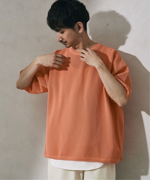 JOURNAL STANDARD relume（ジャーナルスタンダード　レリューム）の「【半袖ニット+カットソー2点SET】リサイクルポリエステル 半袖ニット（Tシャツ/カットソー・メンズ・グリーン/グレー系その他/ブルー/パープル/ブラック/グレー/オレンジ・L/M）」の7枚目の写真