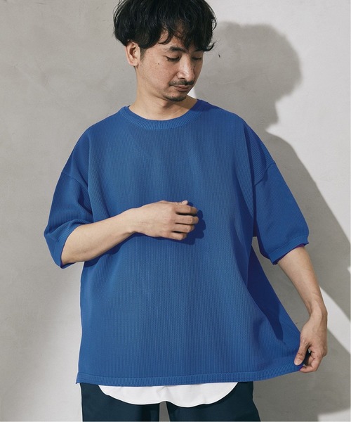 JOURNAL STANDARD relume（ジャーナルスタンダード　レリューム）の「【半袖ニット+カットソー2点SET】リサイクルポリエステル 半袖ニット（Tシャツ/カットソー・メンズ・グリーン/グレー系その他/ブルー/パープル/ブラック/グレー/オレンジ・L/M）」の14枚目の写真