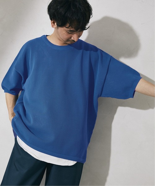 JOURNAL STANDARD relume（ジャーナルスタンダード　レリューム）の「【半袖ニット+カットソー2点SET】リサイクルポリエステル 半袖ニット（Tシャツ/カットソー・メンズ・グリーン/グレー系その他/ブルー/パープル/ブラック/グレー/オレンジ・L/M）」の15枚目の写真