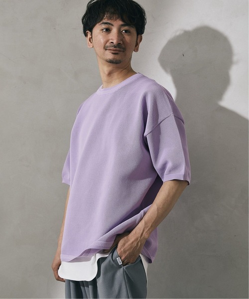 JOURNAL STANDARD relume（ジャーナルスタンダード　レリューム）の「【半袖ニット+カットソー2点SET】リサイクルポリエステル 半袖ニット（Tシャツ/カットソー・メンズ・グリーン/グレー系その他/ブルー/パープル/ブラック/グレー/オレンジ・L/M）」の18枚目の写真