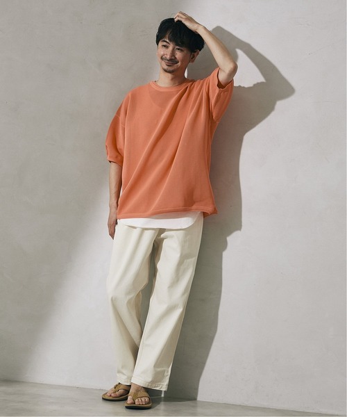 JOURNAL STANDARD relume（ジャーナルスタンダード　レリューム）の「【半袖ニット+カットソー2点SET】リサイクルポリエステル 半袖ニット（Tシャツ/カットソー・メンズ・グリーン/グレー系その他/ブルー/パープル/ブラック/グレー/オレンジ・L/M）」の19枚目の写真