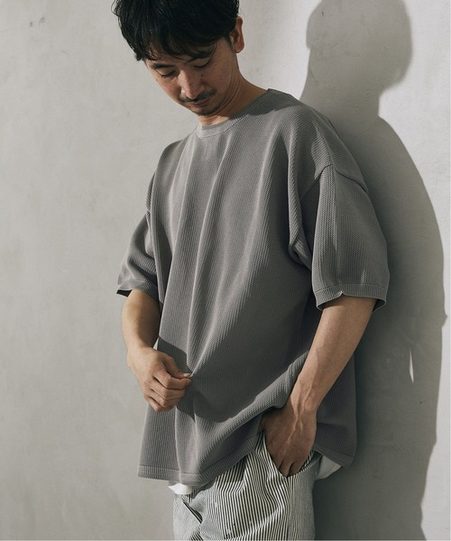 JOURNAL STANDARD relume（ジャーナルスタンダード　レリューム）の「【半袖ニット+カットソー2点SET】リサイクルポリエステル 半袖ニット（Tシャツ/カットソー・メンズ・グリーン/グレー系その他/ブルー/パープル/ブラック/グレー/オレンジ・L/M）」の8枚目の写真