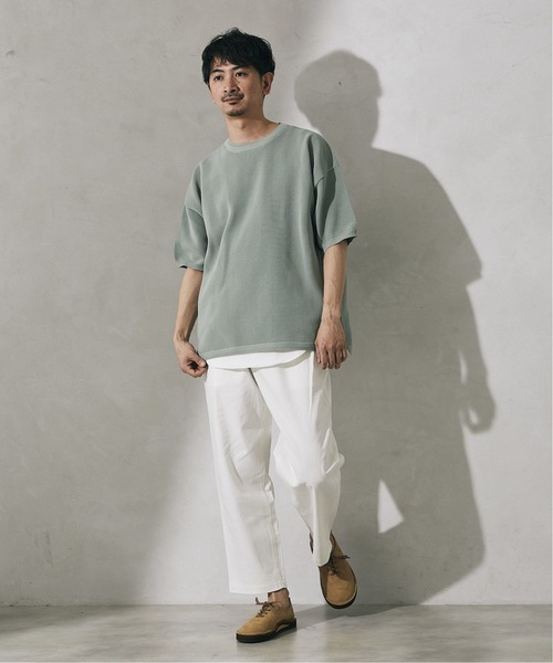 JOURNAL STANDARD relume（ジャーナルスタンダード　レリューム）の「【半袖ニット+カットソー2点SET】リサイクルポリエステル 半袖ニット（Tシャツ/カットソー・メンズ・グリーン/グレー系その他/ブルー/パープル/ブラック/グレー/オレンジ・L/M）」の9枚目の写真