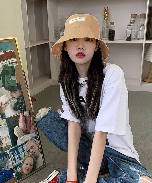 me+em select（ミームセレクト）の「シンプルタグカラーバケットハット【数量限定販売】（ハット・レディース・ピンク/パープル/ブラック/イエロー/グレー/ベージュ/ブルー/キャメル・FREE）」の15枚目の写真