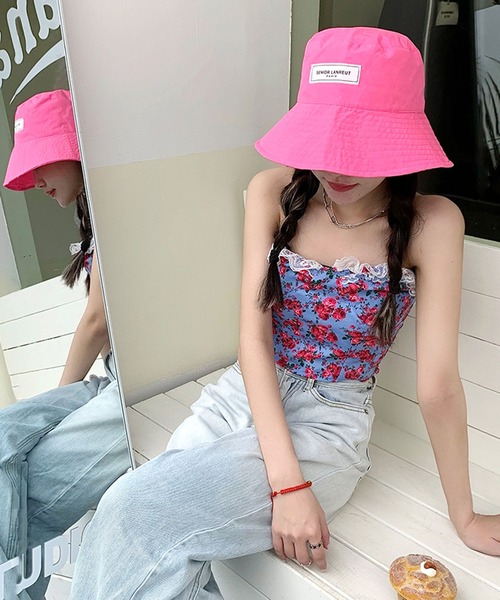 me+em select（ミームセレクト）の「シンプルタグカラーバケットハット【数量限定販売】（ハット・レディース・ピンク/パープル/ブラック/イエロー/グレー/ベージュ/ブルー/キャメル・FREE）」の20枚目の写真