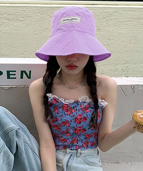 me+em select（ミームセレクト）の「シンプルタグカラーバケットハット【数量限定販売】（ハット・レディース・ピンク/パープル/ブラック/イエロー/グレー/ベージュ/ブルー/キャメル・FREE）」の18枚目の写真