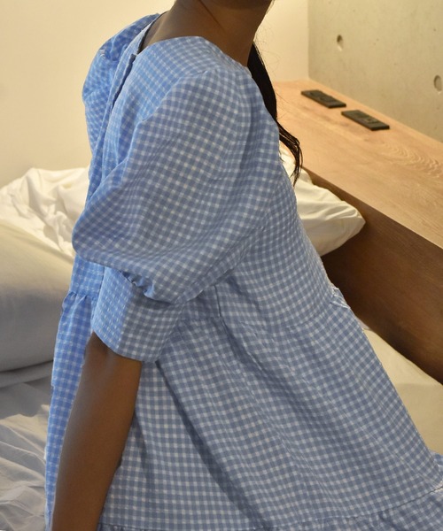 Alley by w closet(アリーバイダブルクローゼット)の「【Alley】ギンガムティアードワンピース(ワンピース・レディース・ブラック/ブルー/イエロー・FREE)」の10枚目の写真