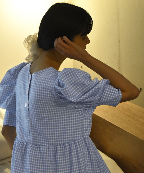 Alley by w closet(アリーバイダブルクローゼット)の「【Alley】ギンガムティアードワンピース(ワンピース・レディース・ブラック/ブルー/イエロー・FREE)」の16枚目の写真