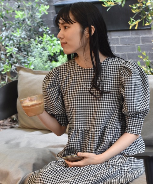 Alley by w closet(アリーバイダブルクローゼット)の「【Alley】ギンガムティアードワンピース(ワンピース・レディース・ブラック/ブルー/イエロー・FREE)」の18枚目の写真