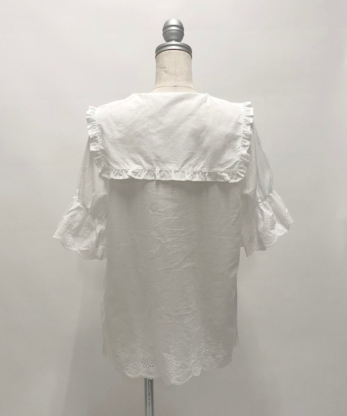 AS KNOW AS PINKY（アズノゥアズピンキー）の「はばたき衿半袖スカラブラウス（シャツ/ブラウス・レディース・オフホワイト/ブラック・FREE）」の6枚目の写真