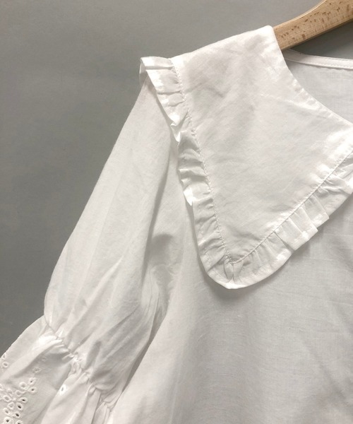 AS KNOW AS PINKY（アズノゥアズピンキー）の「はばたき衿半袖スカラブラウス（シャツ/ブラウス・レディース・オフホワイト/ブラック・FREE）」の7枚目の写真