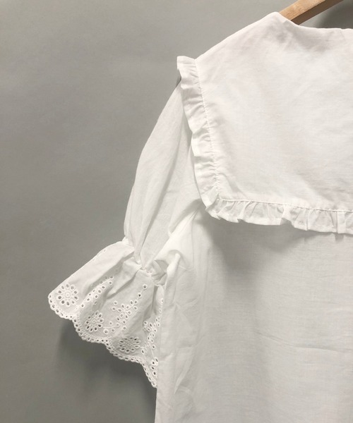 AS KNOW AS PINKY（アズノゥアズピンキー）の「はばたき衿半袖スカラブラウス（シャツ/ブラウス・レディース・オフホワイト/ブラック・FREE）」の9枚目の写真