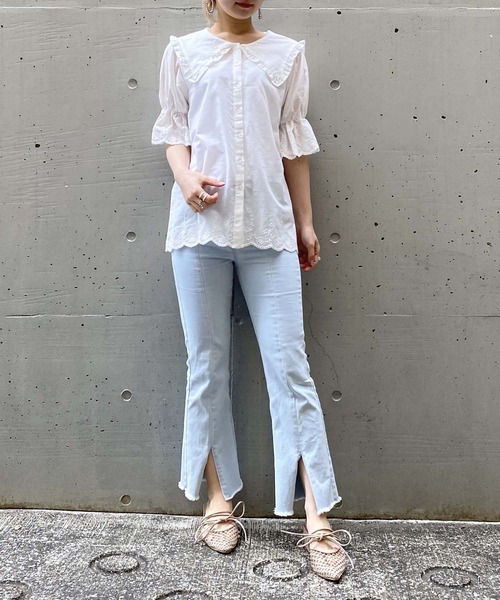 AS KNOW AS PINKY（アズノゥアズピンキー）の「はばたき衿半袖スカラブラウス（シャツ/ブラウス・レディース・オフホワイト/ブラック・FREE）」の13枚目の写真