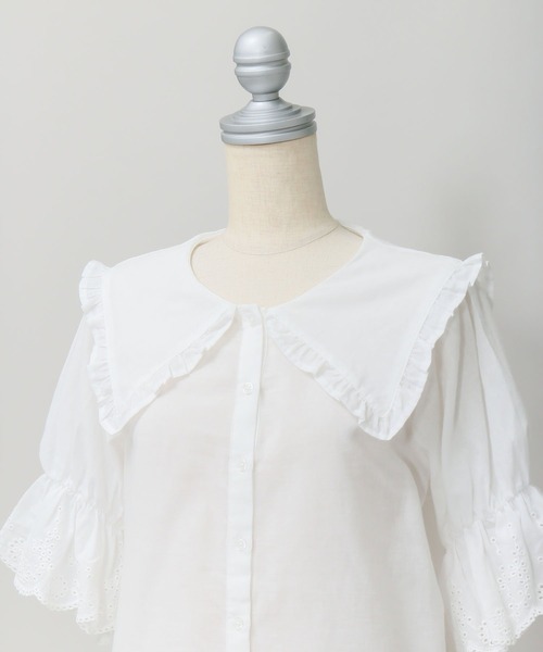 AS KNOW AS PINKY（アズノゥアズピンキー）の「はばたき衿半袖スカラブラウス（シャツ/ブラウス・レディース・オフホワイト/ブラック・FREE）」の18枚目の写真