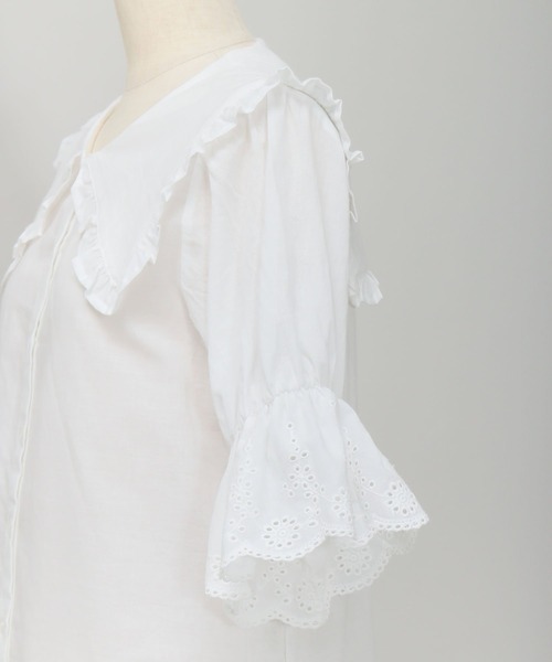 AS KNOW AS PINKY（アズノゥアズピンキー）の「はばたき衿半袖スカラブラウス（シャツ/ブラウス・レディース・オフホワイト/ブラック・FREE）」の20枚目の写真