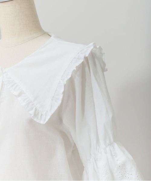 AS KNOW AS PINKY（アズノゥアズピンキー）の「はばたき衿半袖スカラブラウス（シャツ/ブラウス・レディース・オフホワイト/ブラック・FREE）」の21枚目の写真