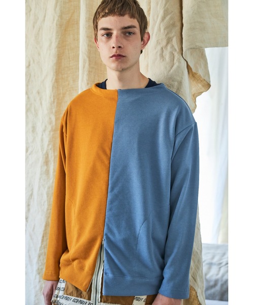 AlexanderLeeChang アレキサンダーリーチャン / 5050 SWEAT アンシンメトリーバイカラー配色切り替えスウェットトレーナー / AC012111