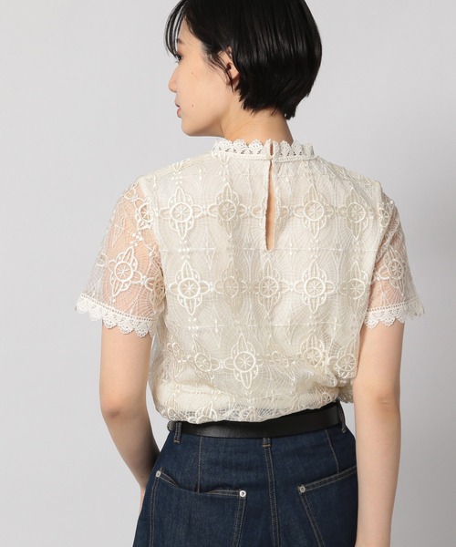 PAGEBOY(ページボーイ)の「シシュウレースハイネックブラウス(シャツ/ブラウス・レディース・ブラック/キナリ・FREE)」の1枚目の写真