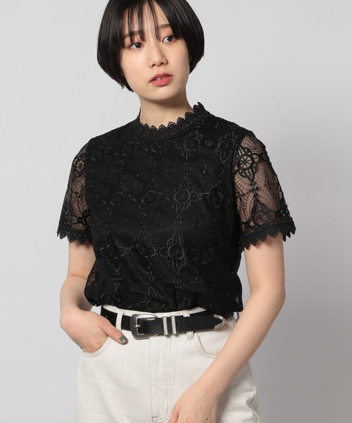 PAGEBOY(ページボーイ)の「シシュウレースハイネックブラウス(シャツ/ブラウス・レディース・ブラック/キナリ・FREE)」の7枚目の写真