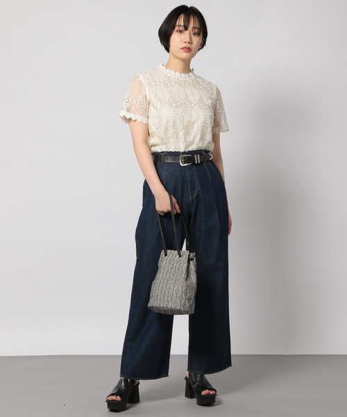 PAGEBOY(ページボーイ)の「シシュウレースハイネックブラウス(シャツ/ブラウス・レディース・ブラック/キナリ・FREE)」の9枚目の写真