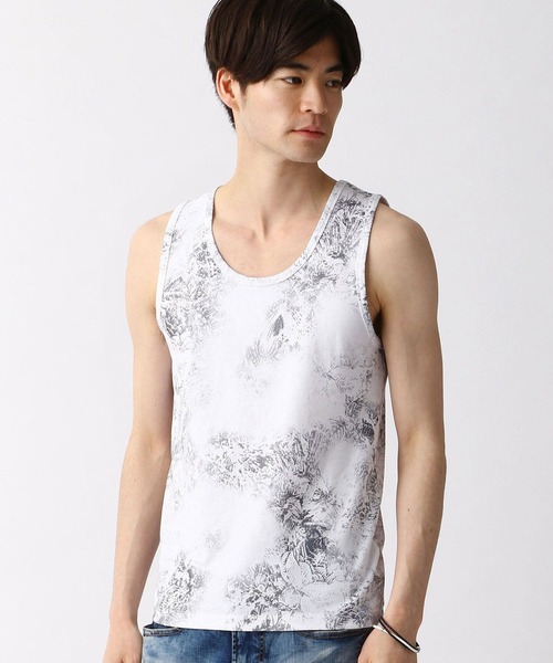 HIDEAWAYS NICOLE（ハイダウェイニコル）の「ボタニカル柄タンクトップ（タンクトップ・メンズ・ホワイト/ブラック/その他1・MEDIUM/LARGE）」の2枚目の写真