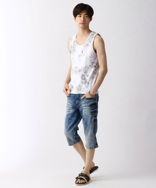 HIDEAWAYS NICOLE（ハイダウェイニコル）の「ボタニカル柄タンクトップ（タンクトップ・メンズ・ホワイト/ブラック/その他1・MEDIUM/LARGE）」の8枚目の写真