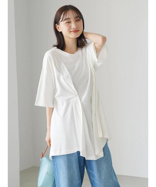 AMERICAN HOLIC（アメリカンホリック）の「フロントタック半袖カットチュニック　＊（Tシャツ/カットソー・レディース・ライトベージュ/オフホワイト/ラベンダー/ブラック・FREE）」の12枚目の写真