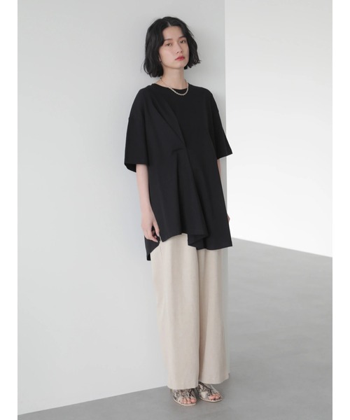 AMERICAN HOLIC（アメリカンホリック）の「フロントタック半袖カットチュニック　＊（Tシャツ/カットソー・レディース・ライトベージュ/オフホワイト/ラベンダー/ブラック・FREE）」の21枚目の写真