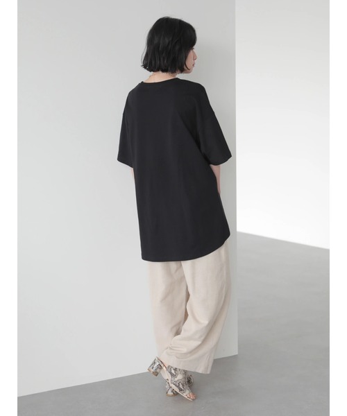 AMERICAN HOLIC（アメリカンホリック）の「フロントタック半袖カットチュニック　＊（Tシャツ/カットソー・レディース・ライトベージュ/オフホワイト/ラベンダー/ブラック・FREE）」の18枚目の写真