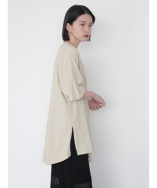 AMERICAN HOLIC（アメリカンホリック）の「フロントタック半袖カットチュニック　＊（Tシャツ/カットソー・レディース・ライトベージュ/オフホワイト/ラベンダー/ブラック・FREE）」の20枚目の写真