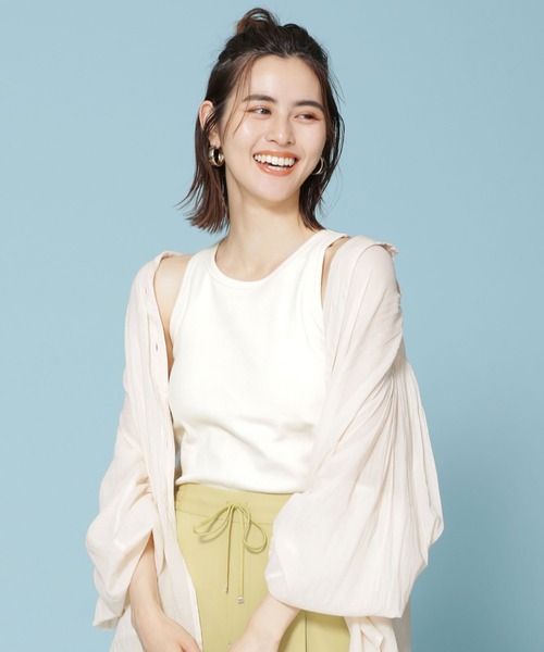 NANO universe(ナノユニバース)の「カップ付きアメリカンスリーブタンクトップ(タンクトップ・レディース・ブラック/グレー系その他4/アイボリー・36/38)」の1枚目の写真