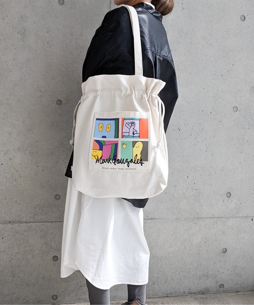 Mark Gonzales（マーク・ゴンザレス）の「MARK GONZALES/マークゴンザレス　ヘビーキャンバス×イラストポケット 巾着トートバッグ（トートバッグ・メンズ・ホワイト系その他/ホワイト系その他2/ホワイト系その他3/ホワイト系その他4・FREE）」の9枚目の写真