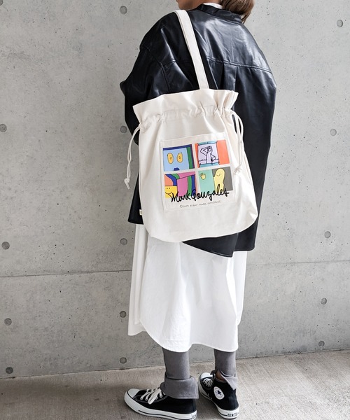 Mark Gonzales（マーク・ゴンザレス）の「MARK GONZALES/マークゴンザレス　ヘビーキャンバス×イラストポケット 巾着トートバッグ（トートバッグ・メンズ・ホワイト系その他/ホワイト系その他2/ホワイト系その他3/ホワイト系その他4・FREE）」の12枚目の写真