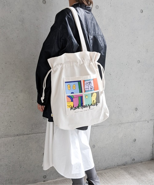 Mark Gonzales（マーク・ゴンザレス）の「MARK GONZALES/マークゴンザレス　ヘビーキャンバス×イラストポケット 巾着トートバッグ（トートバッグ・メンズ・ホワイト系その他/ホワイト系その他2/ホワイト系その他3/ホワイト系その他4・FREE）」の15枚目の写真