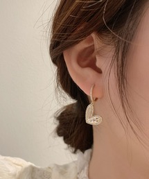 ジルコニアハートデザインピアス