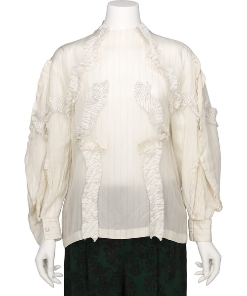 TOGA PULLA(トーガ プルラ)の「TOGA PULLA キュプラストライプブラウス(シャツ/ブラウス・レディース・ホワイト・38/36)」の1枚目の写真