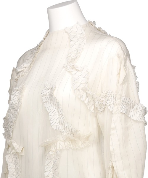 TOGA PULLA(トーガ プルラ)の「TOGA PULLA キュプラストライプブラウス(シャツ/ブラウス・レディース・ホワイト・38/36)」の5枚目の写真