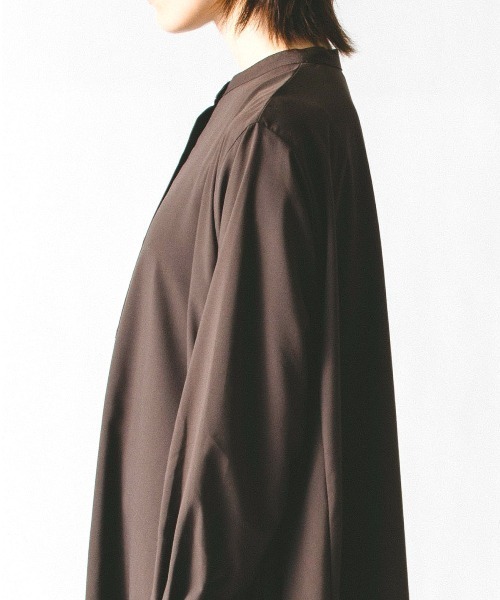 mizuiroind（ミズイロインド）の「mizuiro ind　T／Rスタンドカラーフレアシャツワンピース（ワンピース・レディース・ブラウン/ブラック/ベージュ/チャコールグレー/ネイビー/グレー・FREE）」の13枚目の写真