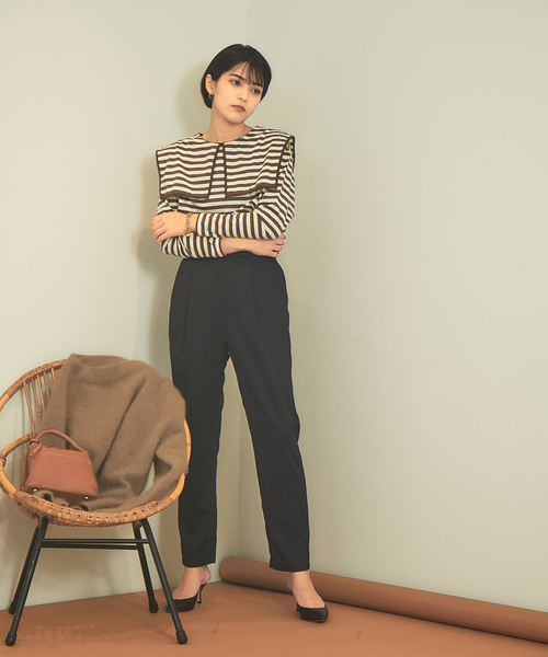 Rouge vif Anna（ルージュヴィフアンナ）の「ボーダーセーラーカラープルオーバー（Tシャツ/カットソー・レディース・ブラウン/ブラック・フリー）」の15枚目の写真