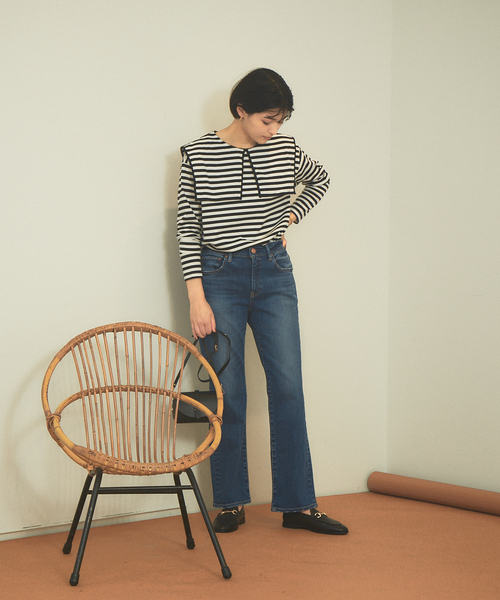 Rouge vif Anna（ルージュヴィフアンナ）の「ボーダーセーラーカラープルオーバー（Tシャツ/カットソー・レディース・ブラウン/ブラック・フリー）」の3枚目の写真