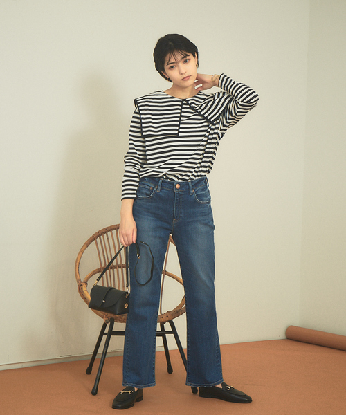 Rouge vif Anna（ルージュヴィフアンナ）の「ボーダーセーラーカラープルオーバー（Tシャツ/カットソー・レディース・ブラウン/ブラック・フリー）」の9枚目の写真