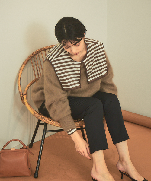 Rouge vif Anna（ルージュヴィフアンナ）の「ボーダーセーラーカラープルオーバー（Tシャツ/カットソー・レディース・ブラウン/ブラック・フリー）」の4枚目の写真